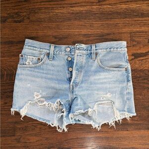 Levi's Light Blue Distressed Jean Shorts